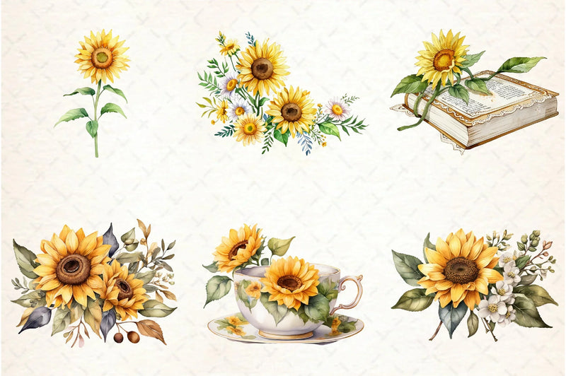 Sunflower Clipart Bundle 5 - CraftNest - Digital Crafting and Art