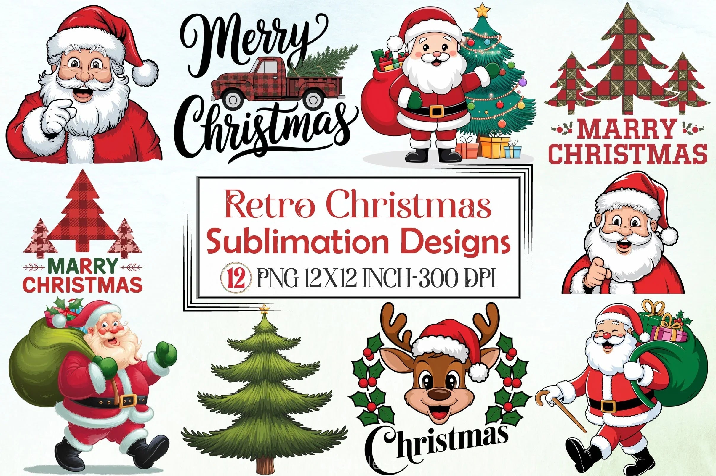 Retro Christmas Clipart Bundle 9 - CraftNest - Digital Crafting and Art