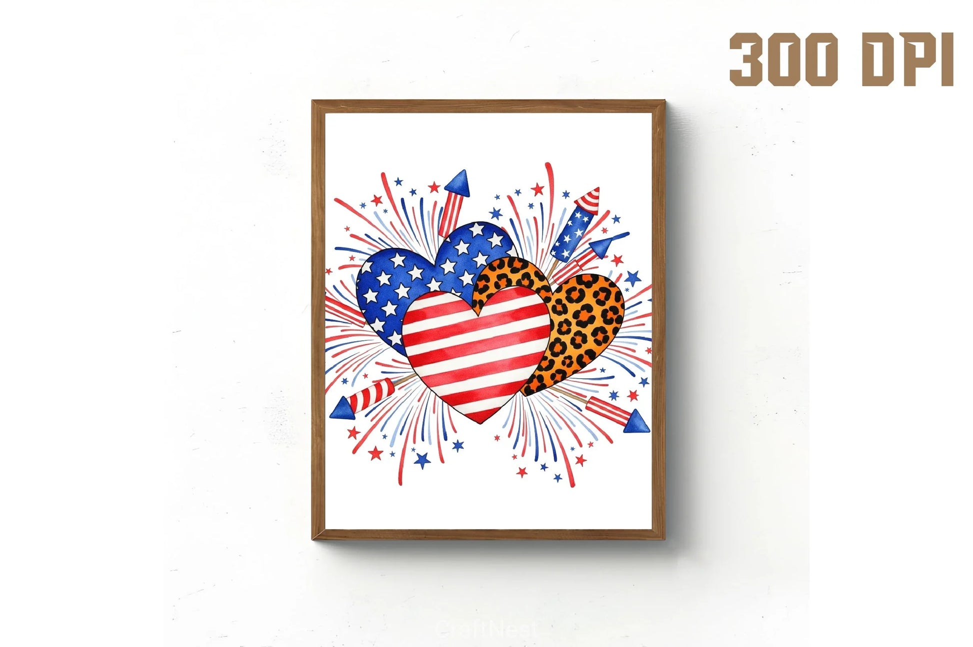 USA Hearts Fireworks Clipart Bundle - CraftNest - Digital Crafting and Art