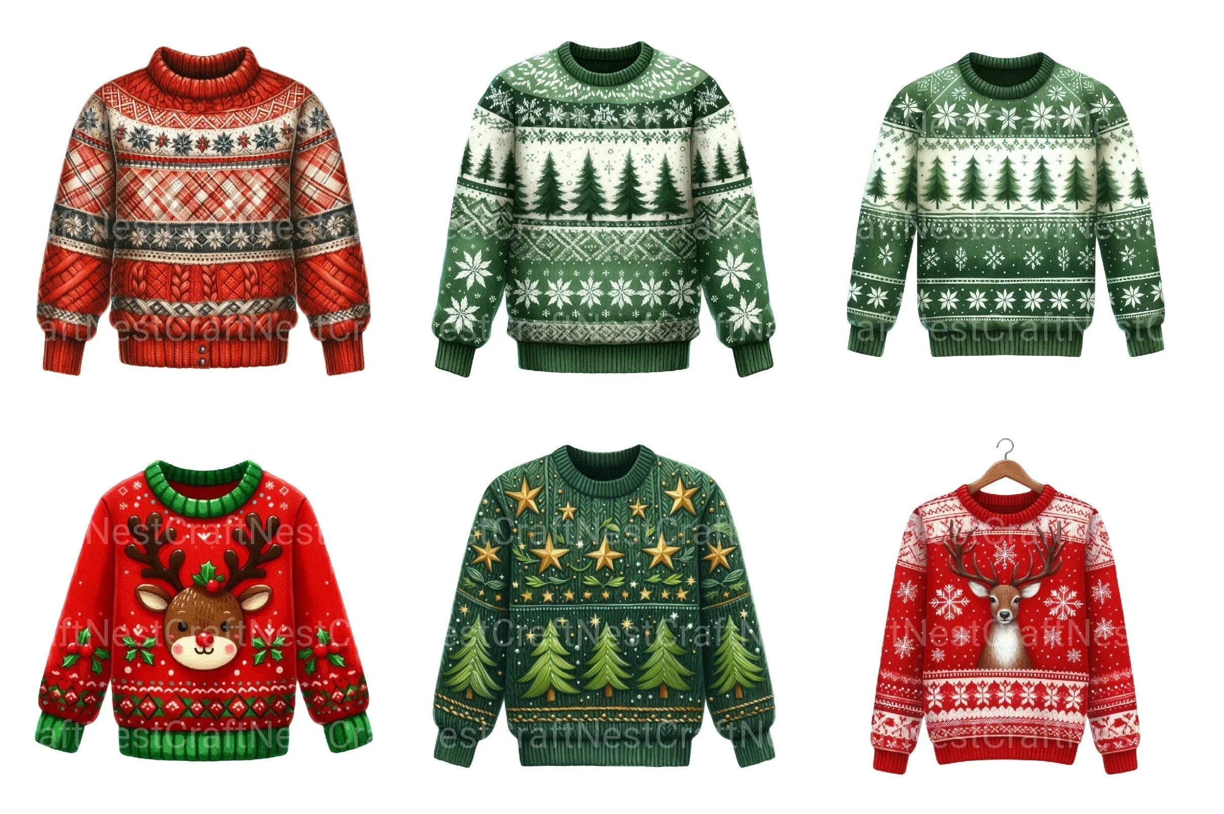 Christmas Sweater Pullover Designs Clipart Bundle - CraftNest - Digital Crafting and Art