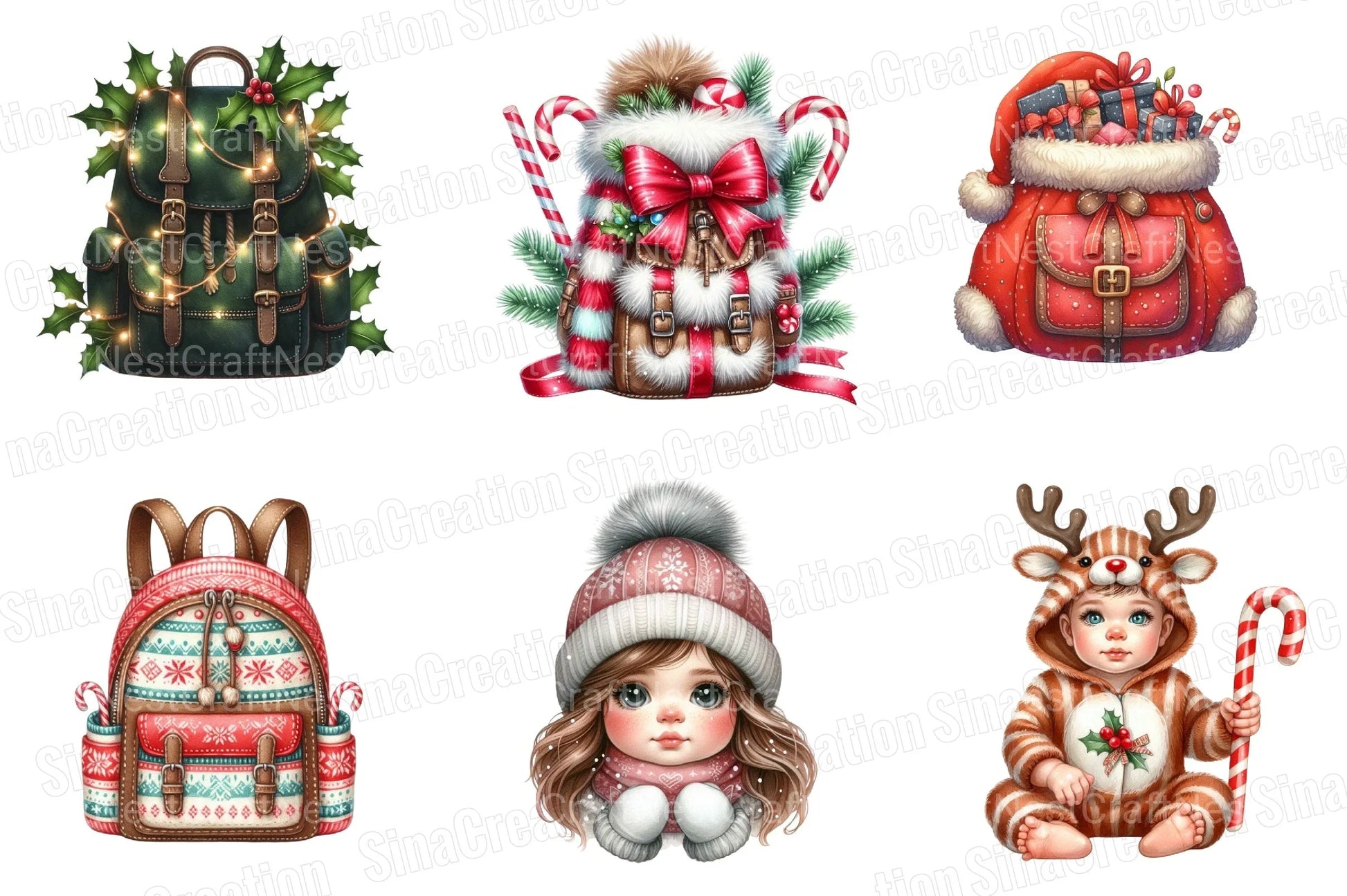 Christmas Backpack Clipart Bundle - CraftNest - Digital Crafting and Art