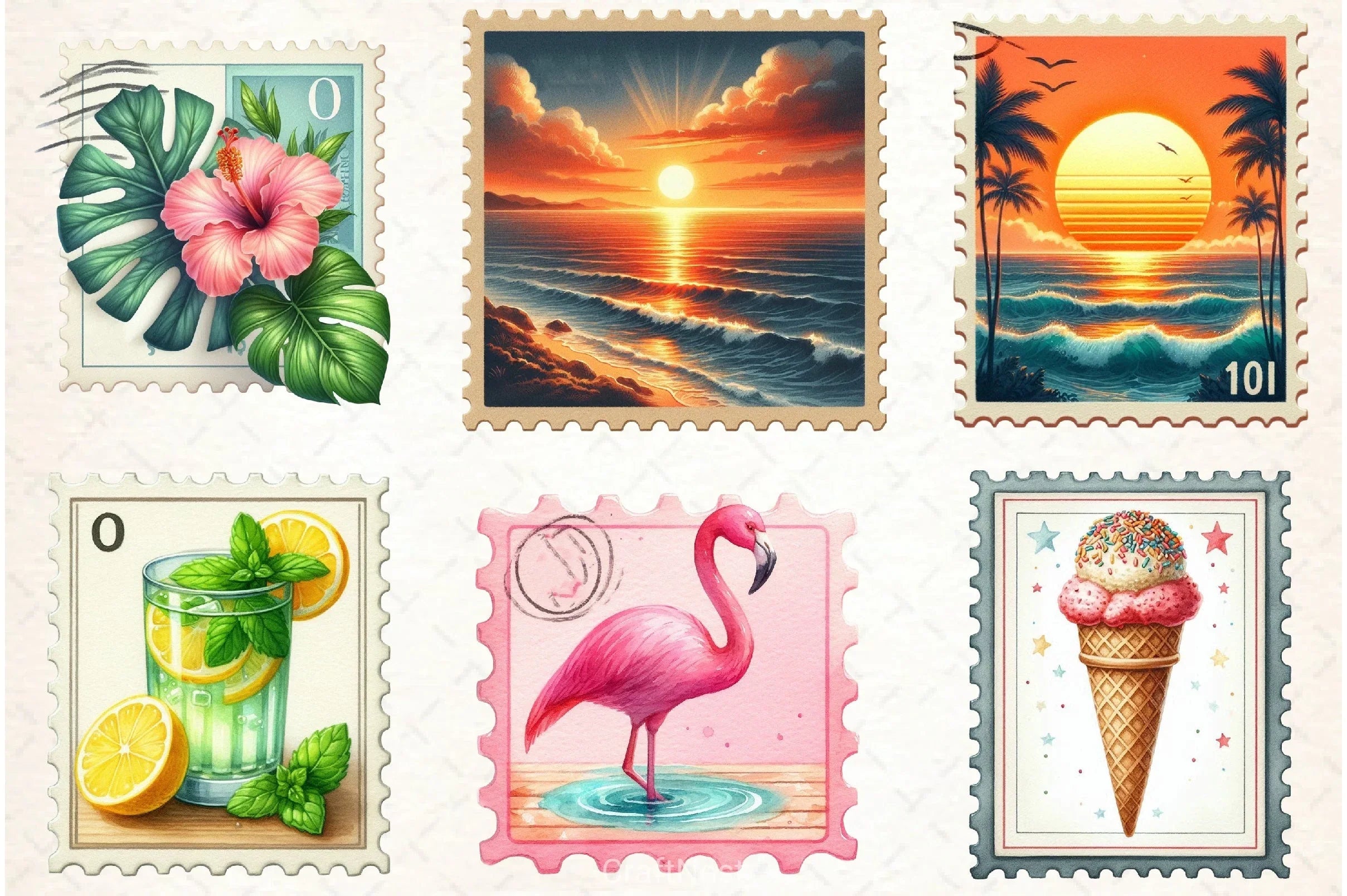 Summer Stamp Clipart Bundle - CraftNest - Digital Crafting and Art
