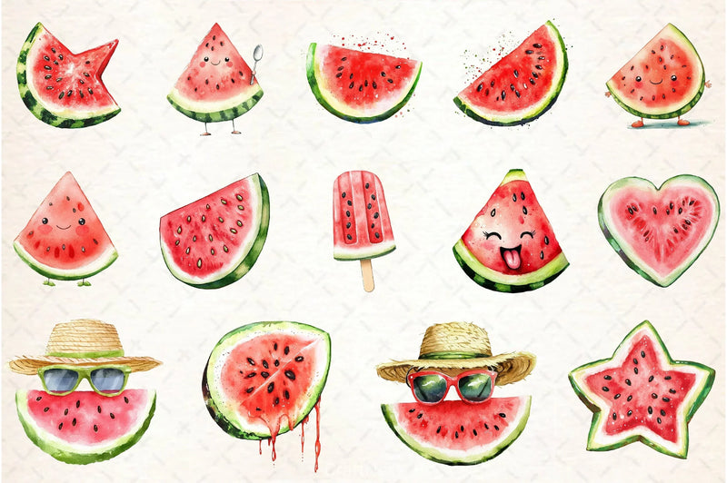 Summer Watermelon Clipart Bundle - CraftNest - Digital Crafting and Art