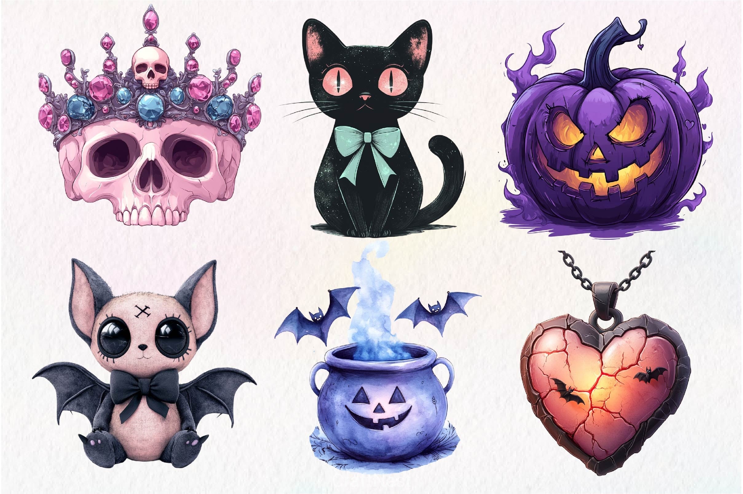 Pastel Gothic Halloween Clipart Bundle