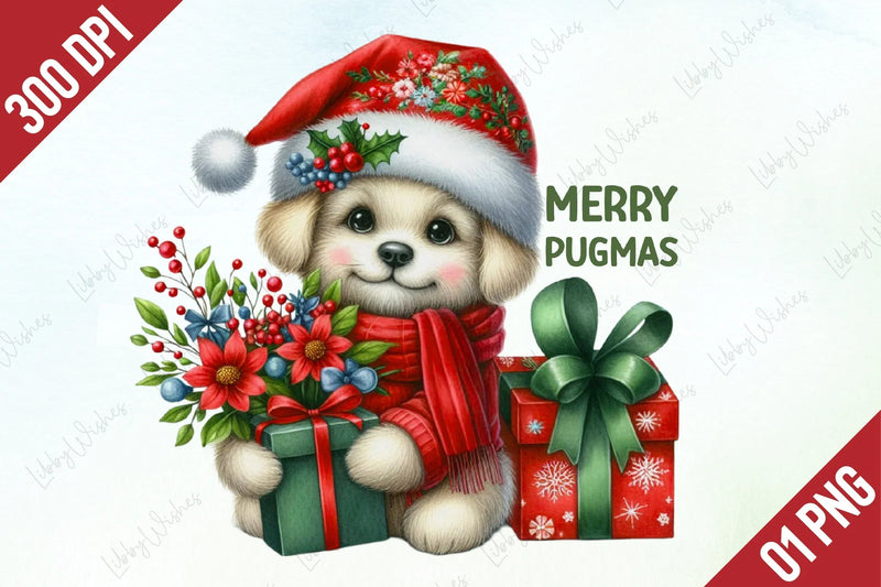 Merry Pugmas Clipart Bundle - CraftNest - Digital Crafting and Art