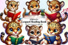 Cute Leopard Reading Clipart Bundle