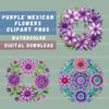 Mexican Flowers Purple Clipart Bundle