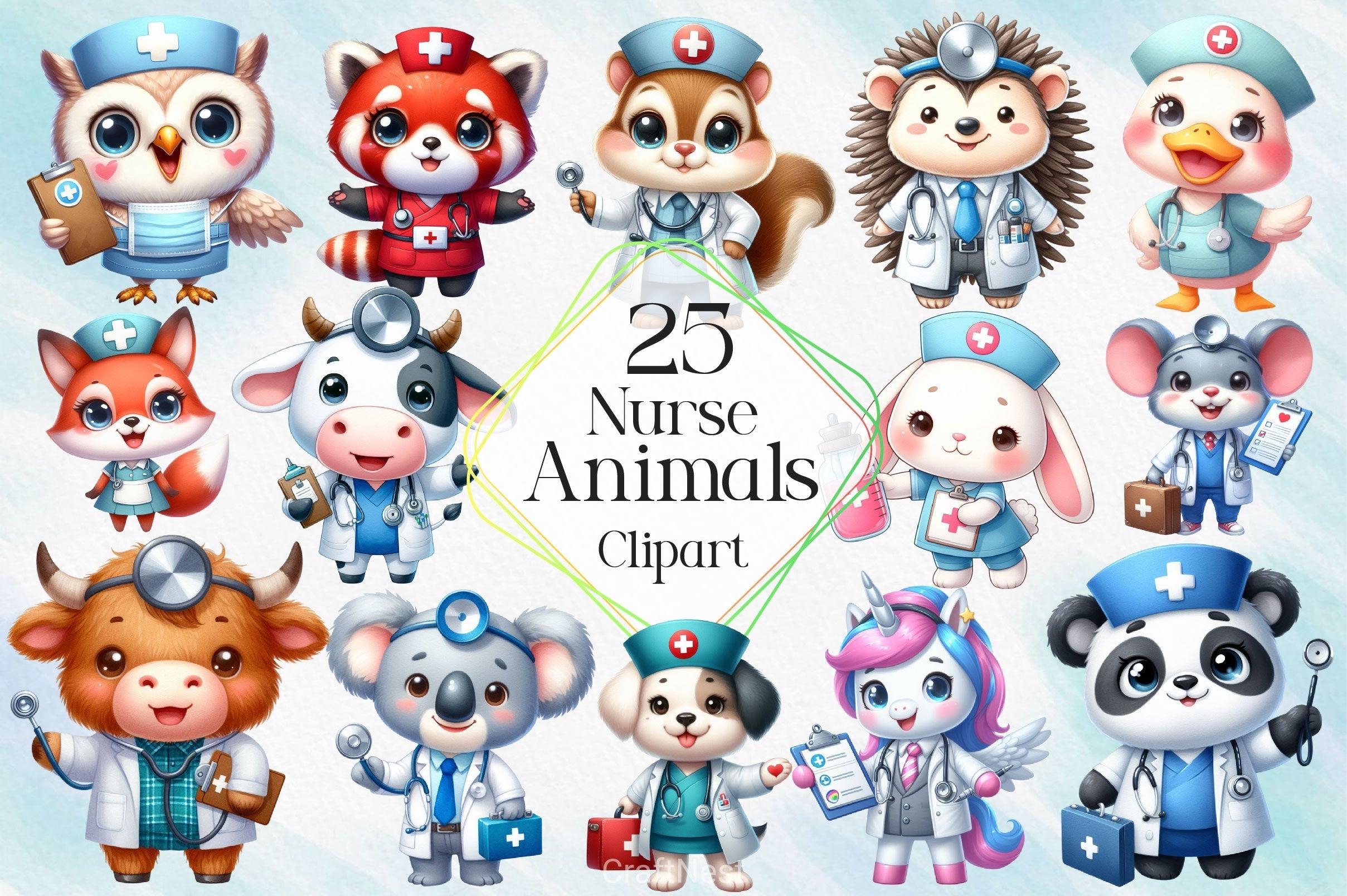 Nurse Animals Clipart Bundle