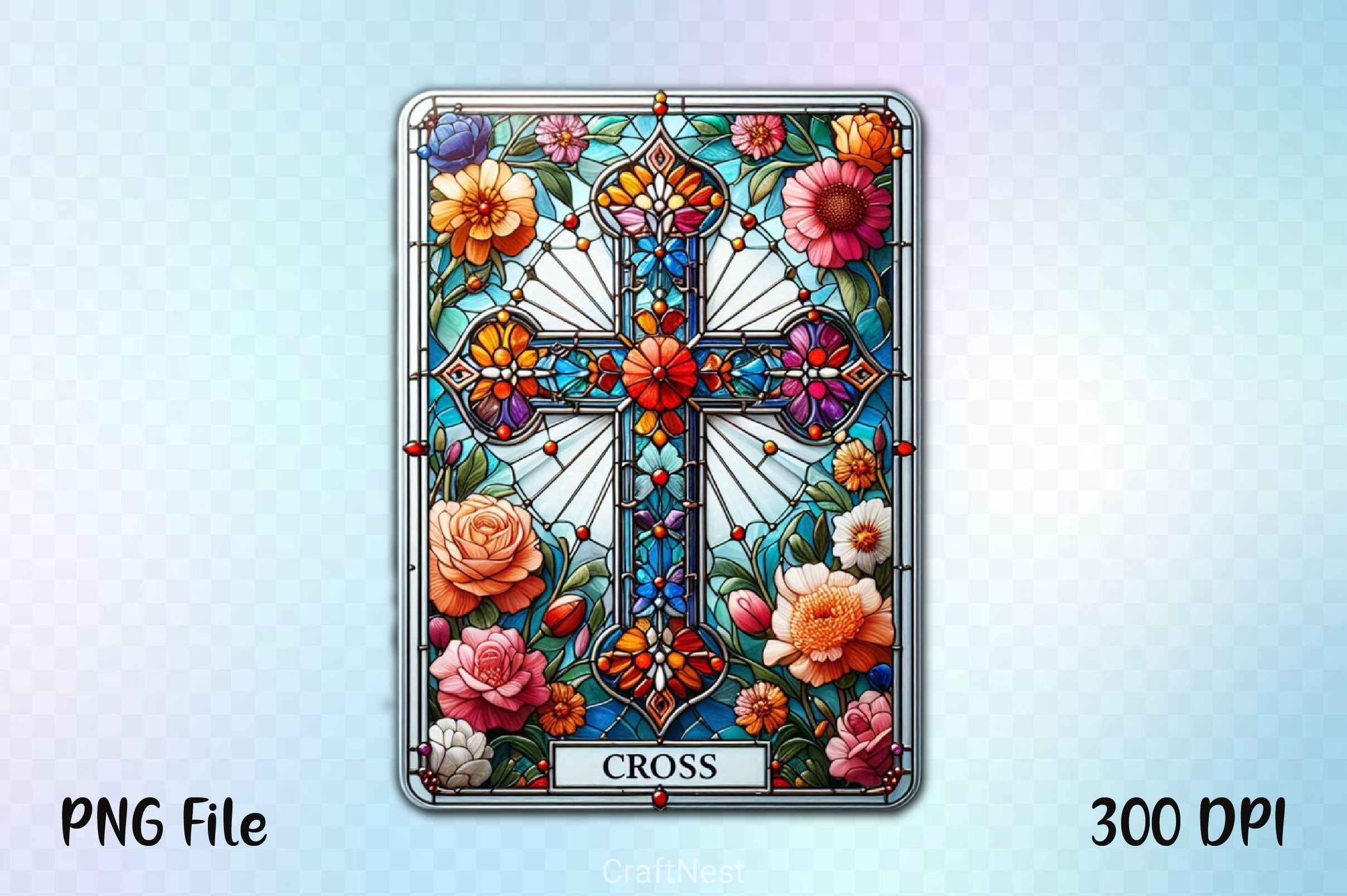 Stained Glass Cross Tarot Card Clipart Bundle 2