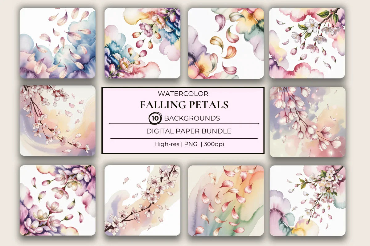 Falling Petals Background Papers - CraftNest - Digital Crafting and Art