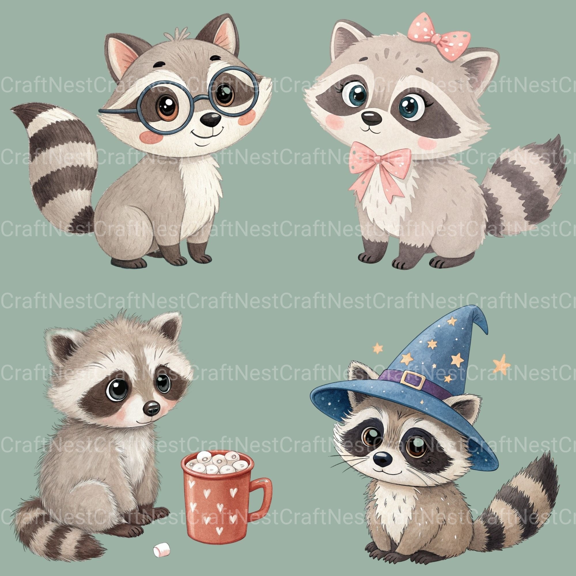 Raccoons 2 Clipart Bundle
