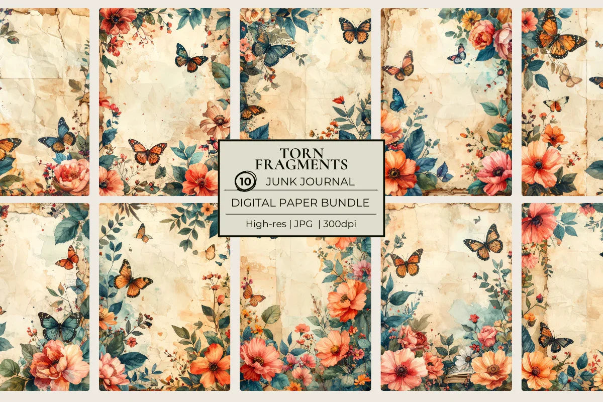 Torn Fragments Junk Journal Papers - CraftNest - Digital Crafting and Art