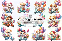 Cute Dog Scooter Clipart Bundle - CraftNest - Digital Crafting and Art
