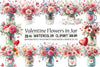 Valentine Flowers Jar Clipart Bundle