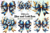 Blue Gold Bow Clipart Bundle