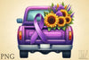 Purple Ribbon Cancer Truck Clipart Bundle
