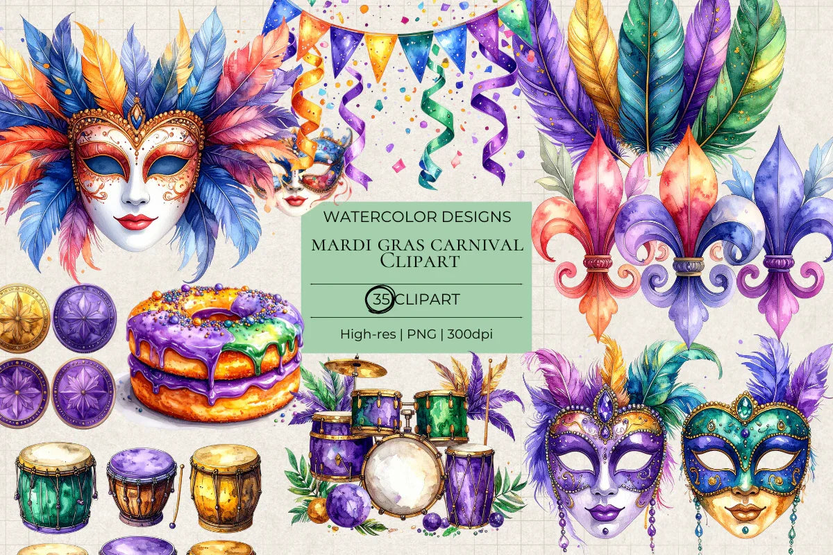 Mardi Gras Carnival Clipart - CraftNest - Digital Crafting and Art