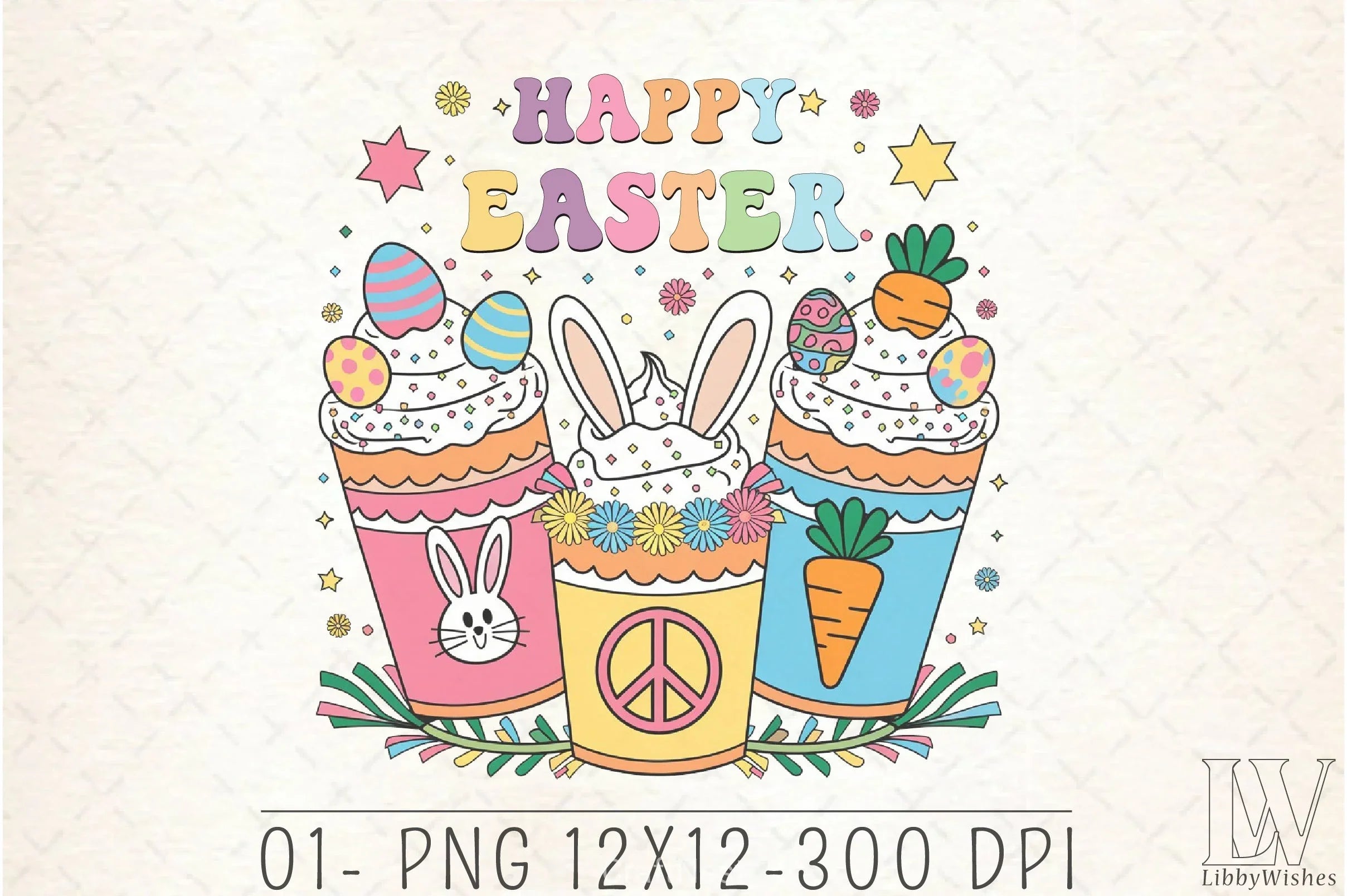 Groovy Easter Coffee Clipart Bundle 1 - CraftNest - Digital Crafting and Art