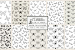 Ink Butterflies Seamless Papers - CraftNest - Digital Crafting and Art