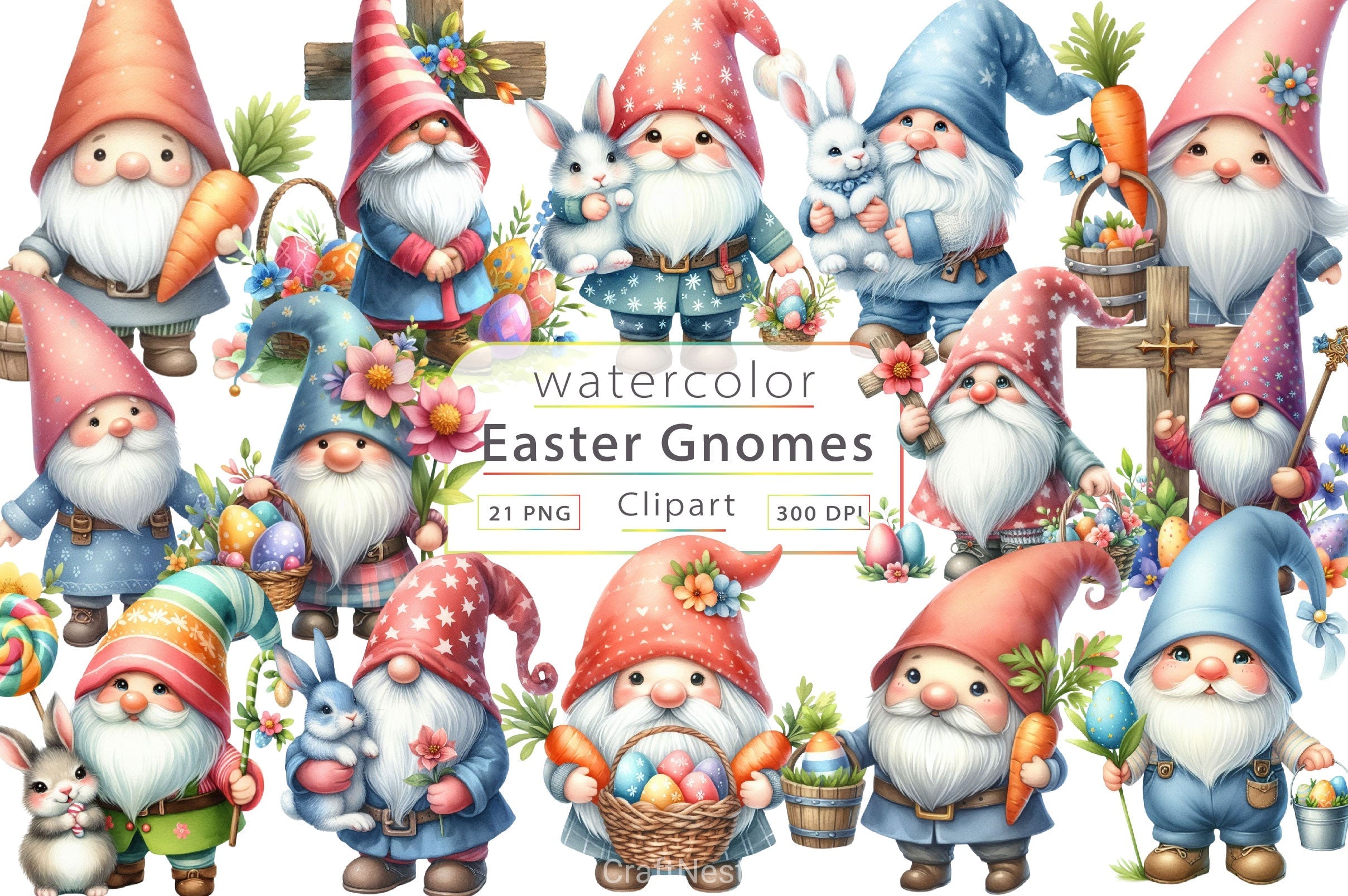 Easter Gnome Clipart Bundle 11