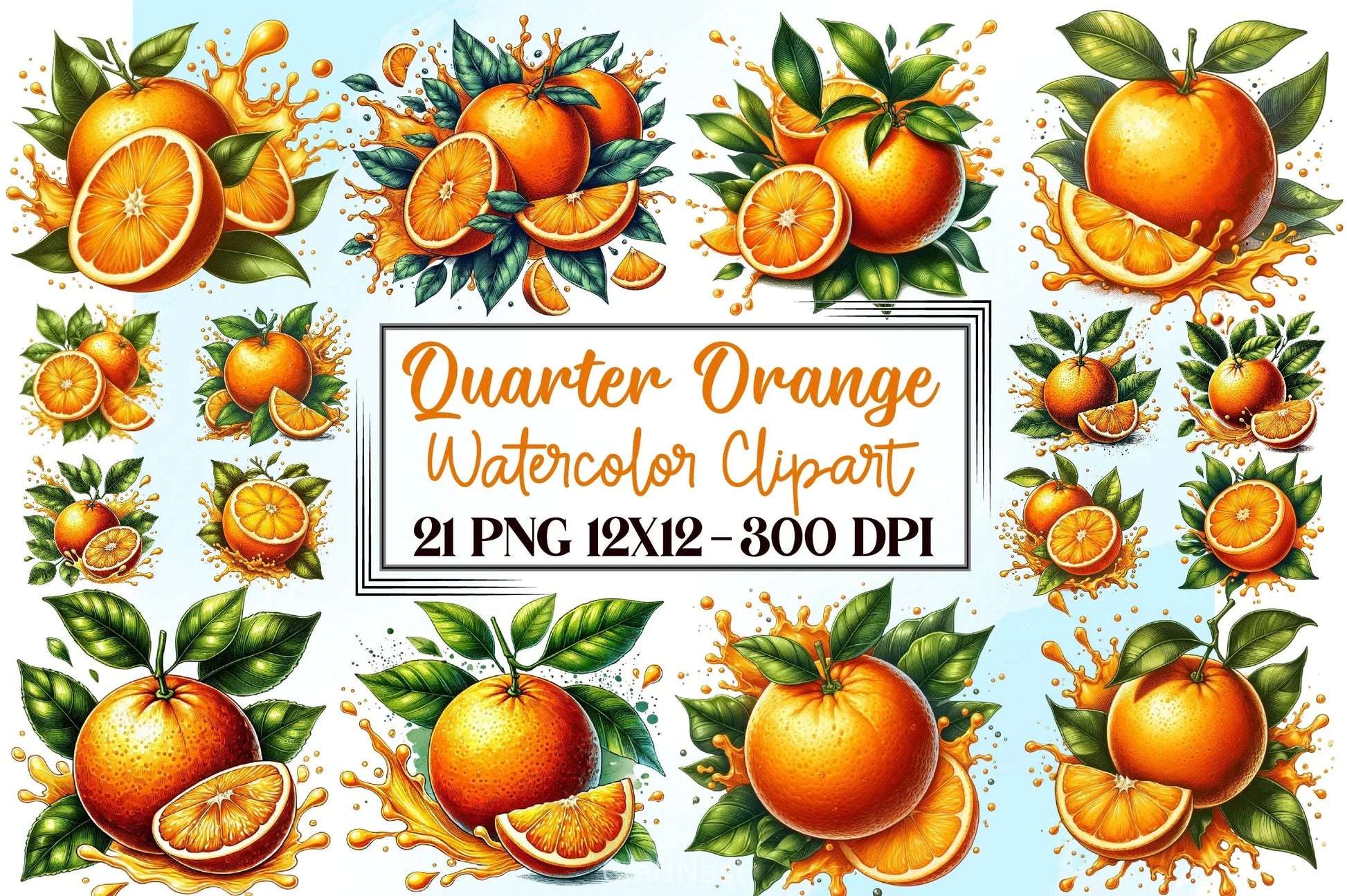 Quarter Orange Clipart Bundle - CraftNest - Digital Crafting and Art