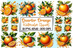 Quarter Orange Clipart Bundle - CraftNest - Digital Crafting and Art