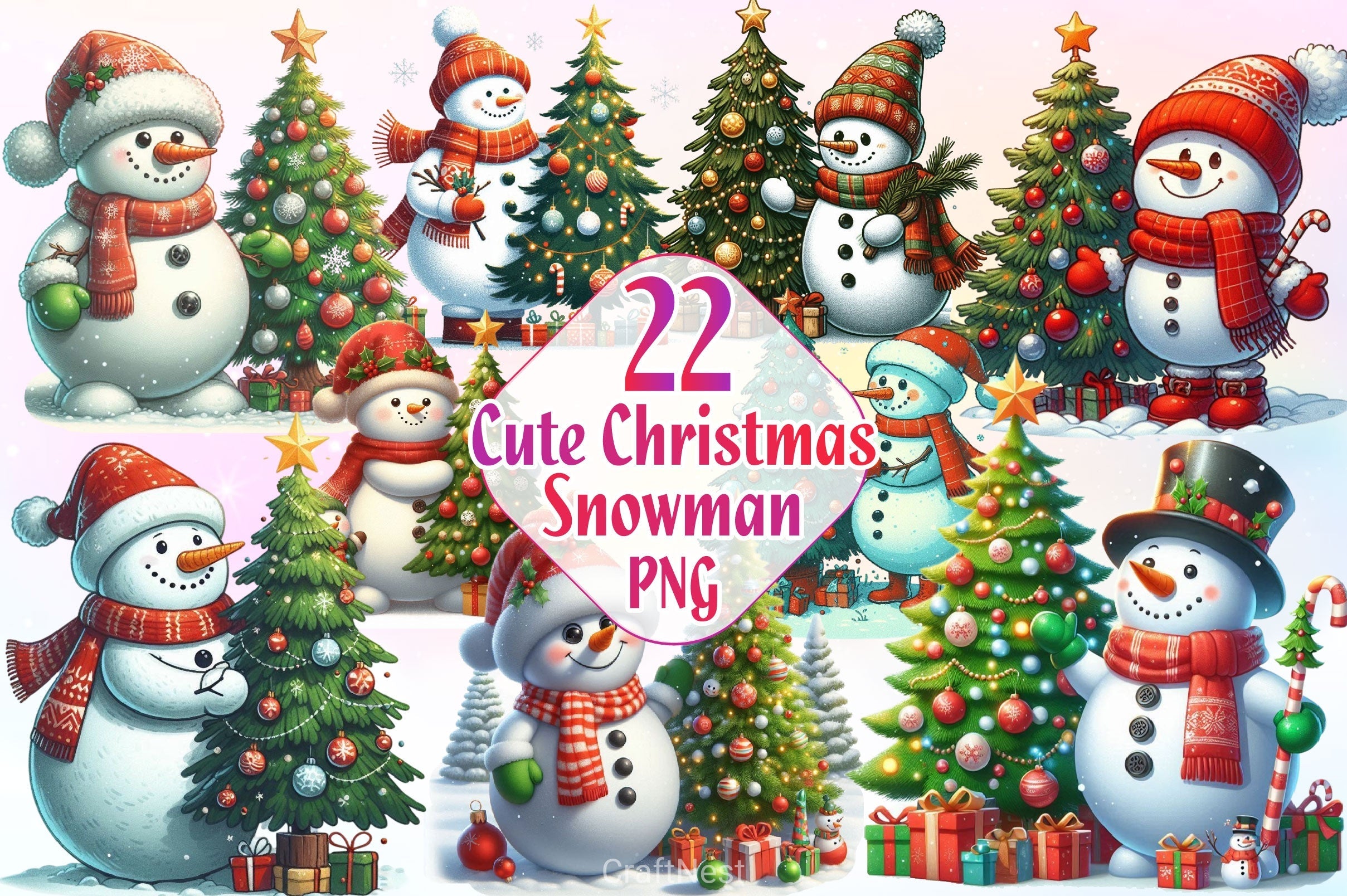 Christmas Snowman Clipart Bundle 7