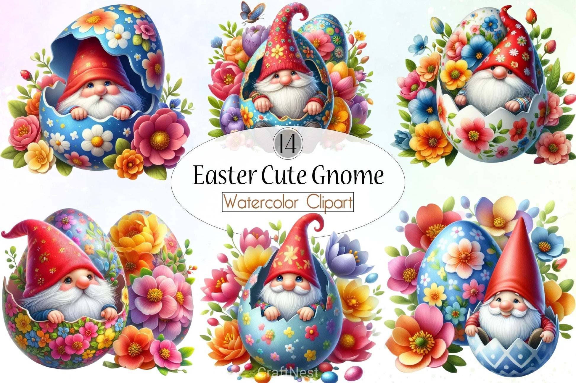 Easter Gnome Clipart Bundle 14 - CraftNest - Digital Crafting and Art