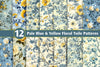 Pale Blue & Yellow Floral Toile Patterns Clipart Bundle