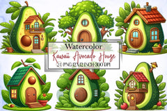 Kawaii Avocado House Clipart Bundle - CraftNest - Digital Crafting and Art