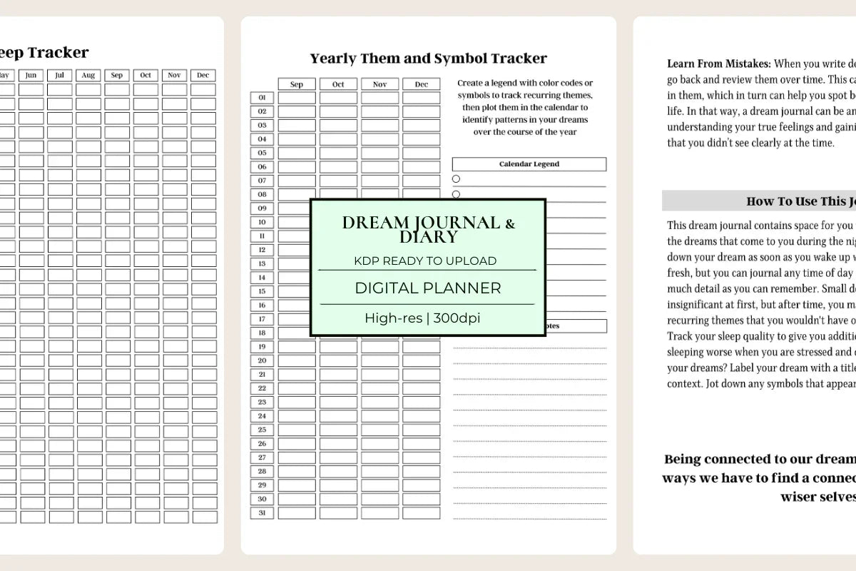 Dream Journal & Diary KDP Planner - CraftNest - Digital Crafting and Art