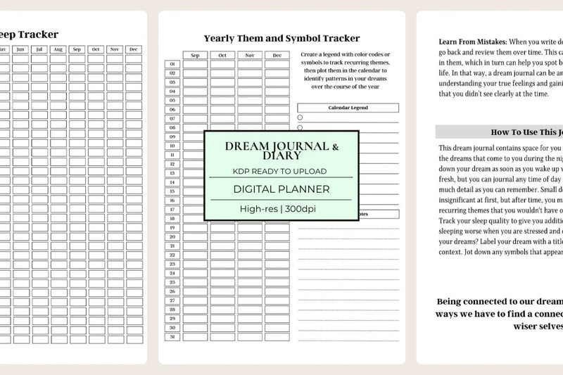 Dream Journal & Diary KDP Planner - CraftNest - Digital Crafting and Art