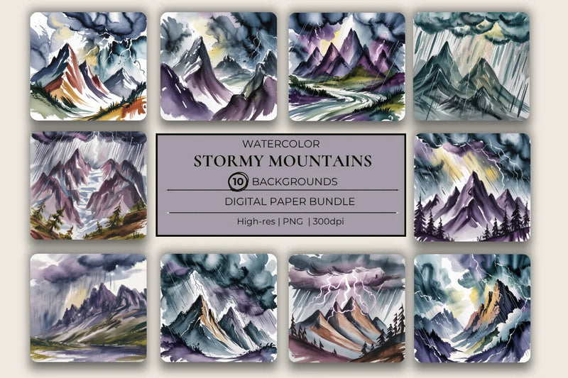 Stormy Mountains Background Papers - CraftNest - Digital Crafting and Art