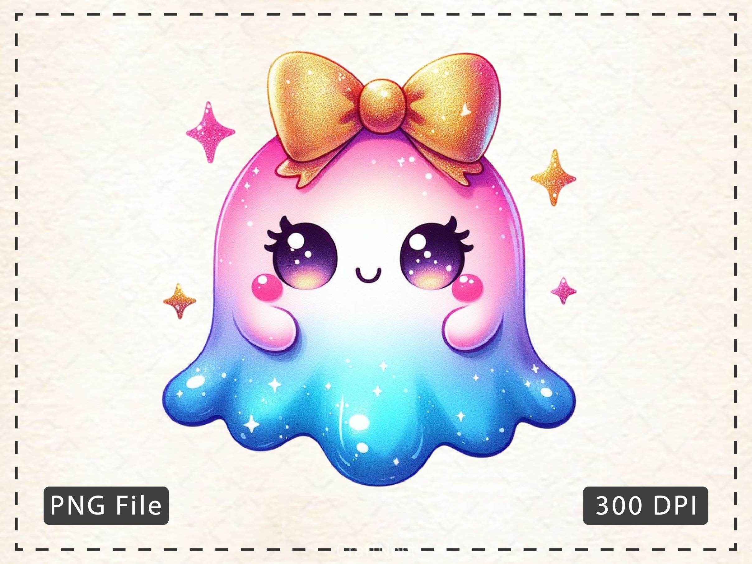Coquette Cute Ghost With Bow Clipart Bundle