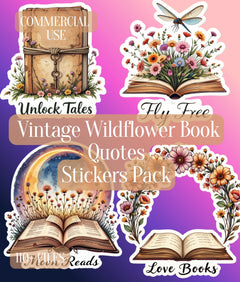 Vintage Wildflower Book Quotes Clipart Bundle - CraftNest - Digital Crafting and Art
