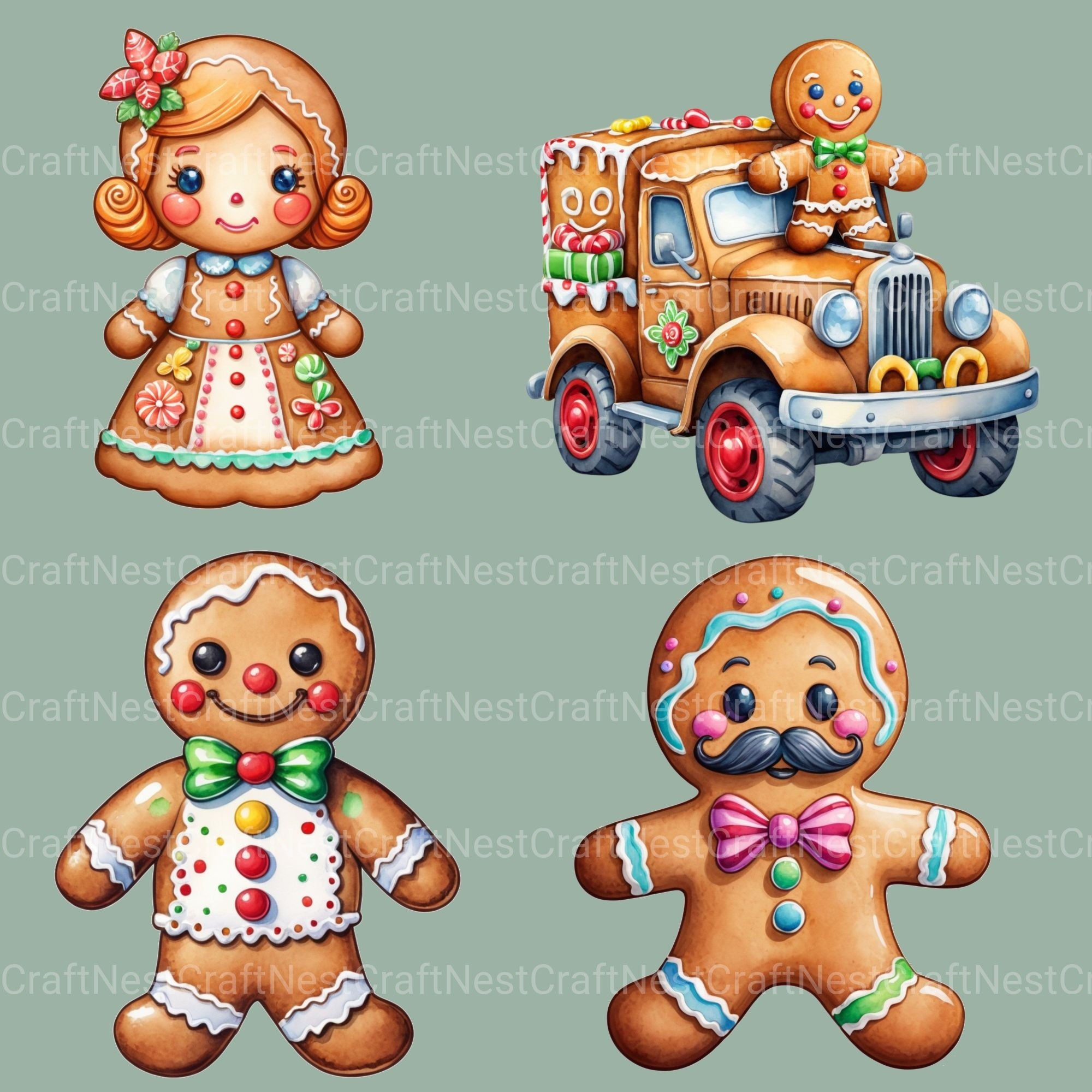 Gingerbread People Clipart Bundle