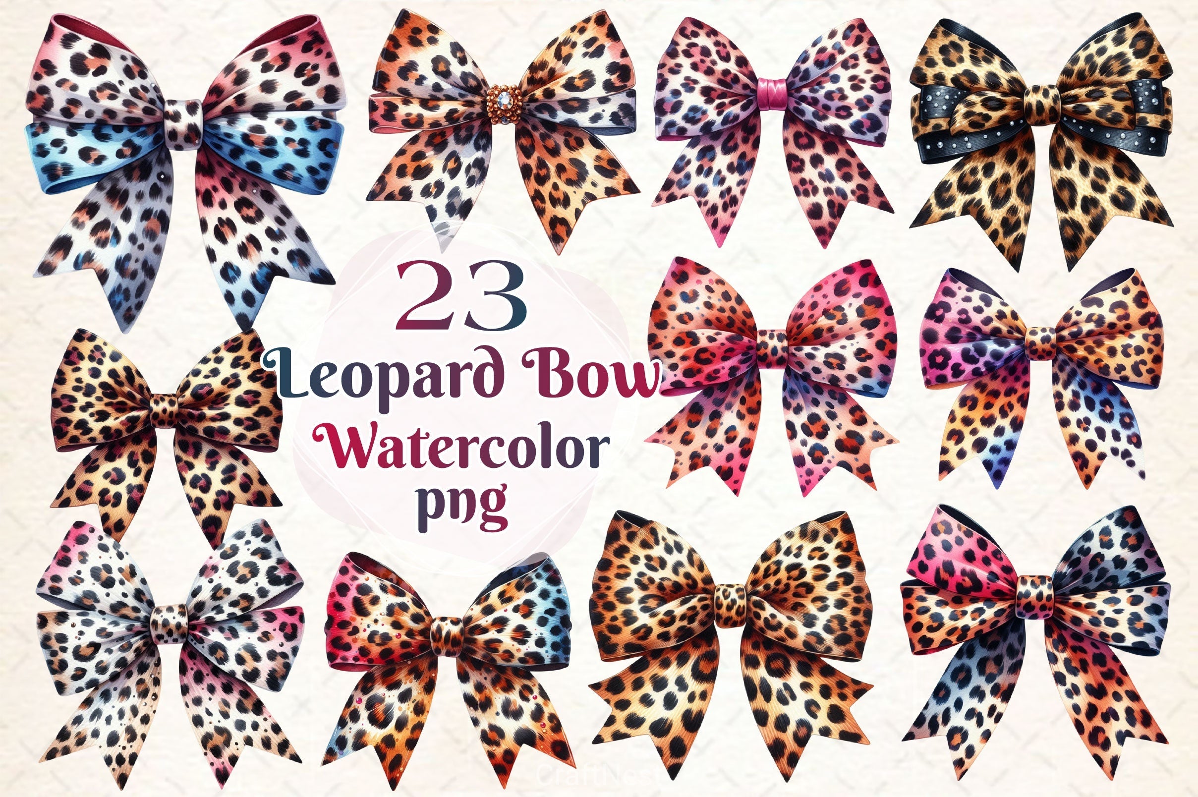 Leopard Bows Clipart Bundle