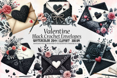 Black Valentine Crochet Envelopes Bundle - CraftNest - Digital Crafting and Art