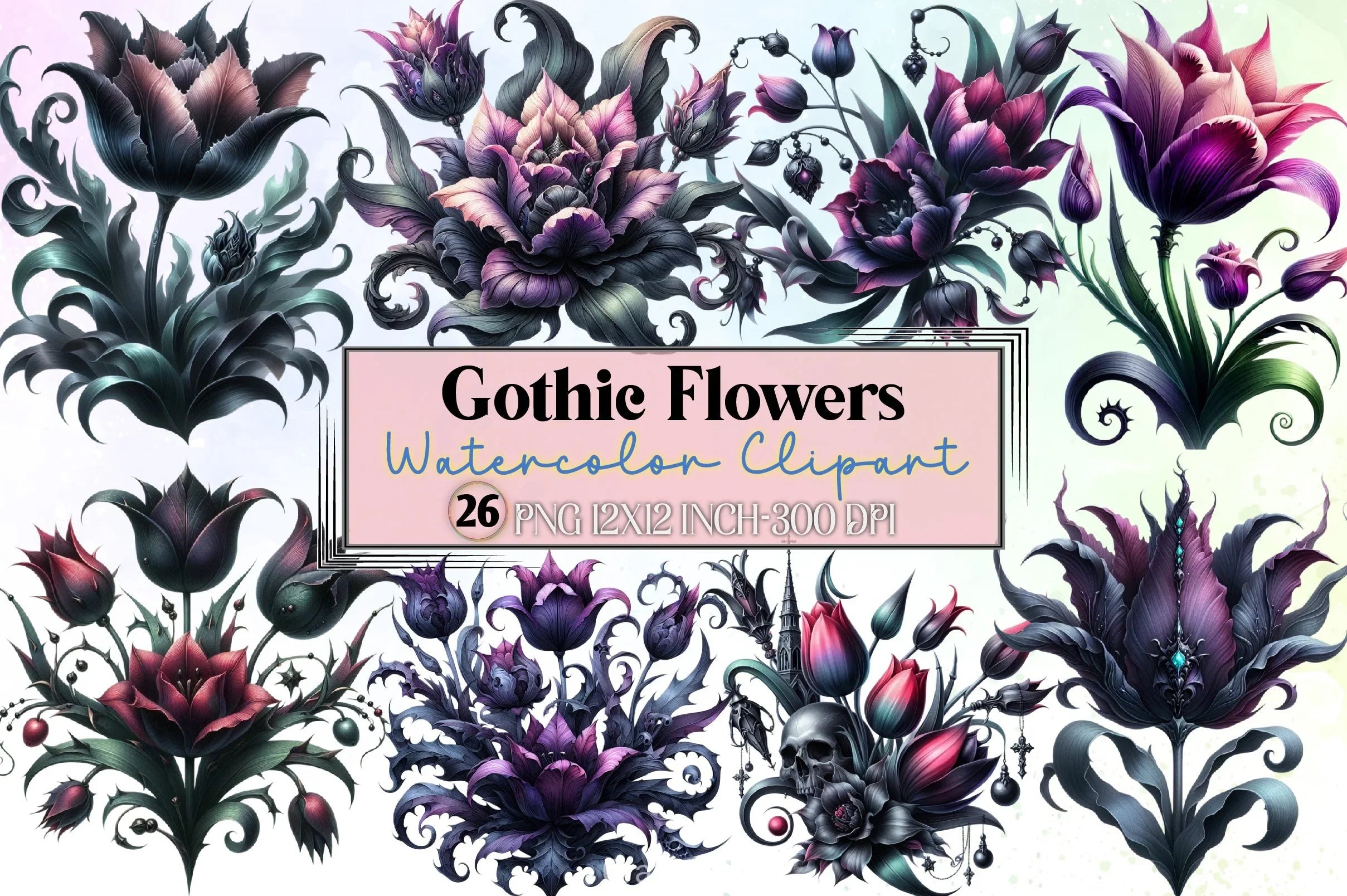 Gothic Flowers Clipart Bundle - CraftNest - Digital Crafting and Art