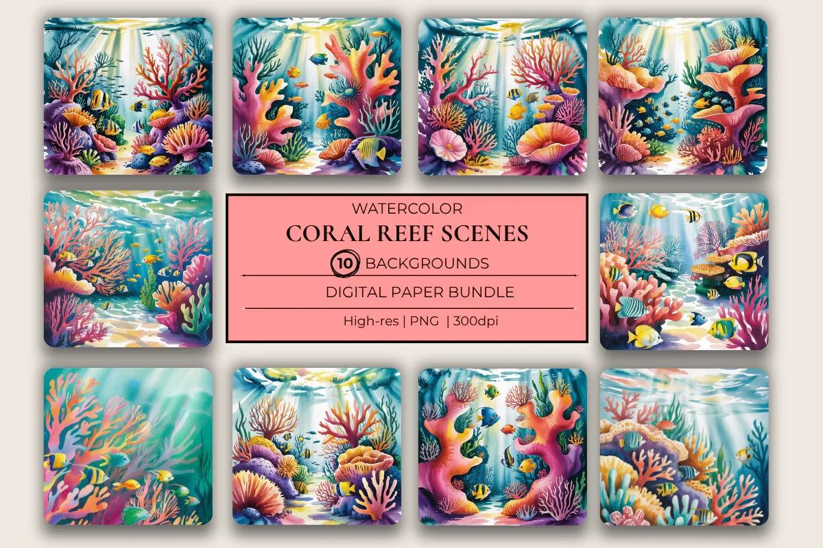 Coral Reef Background Papers - CraftNest - Digital Crafting and Art