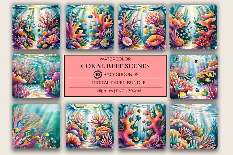 Coral Reef Background Papers - CraftNest - Digital Crafting and Art