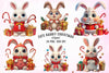 Cute Rabbit Christmas Clipart Bundle