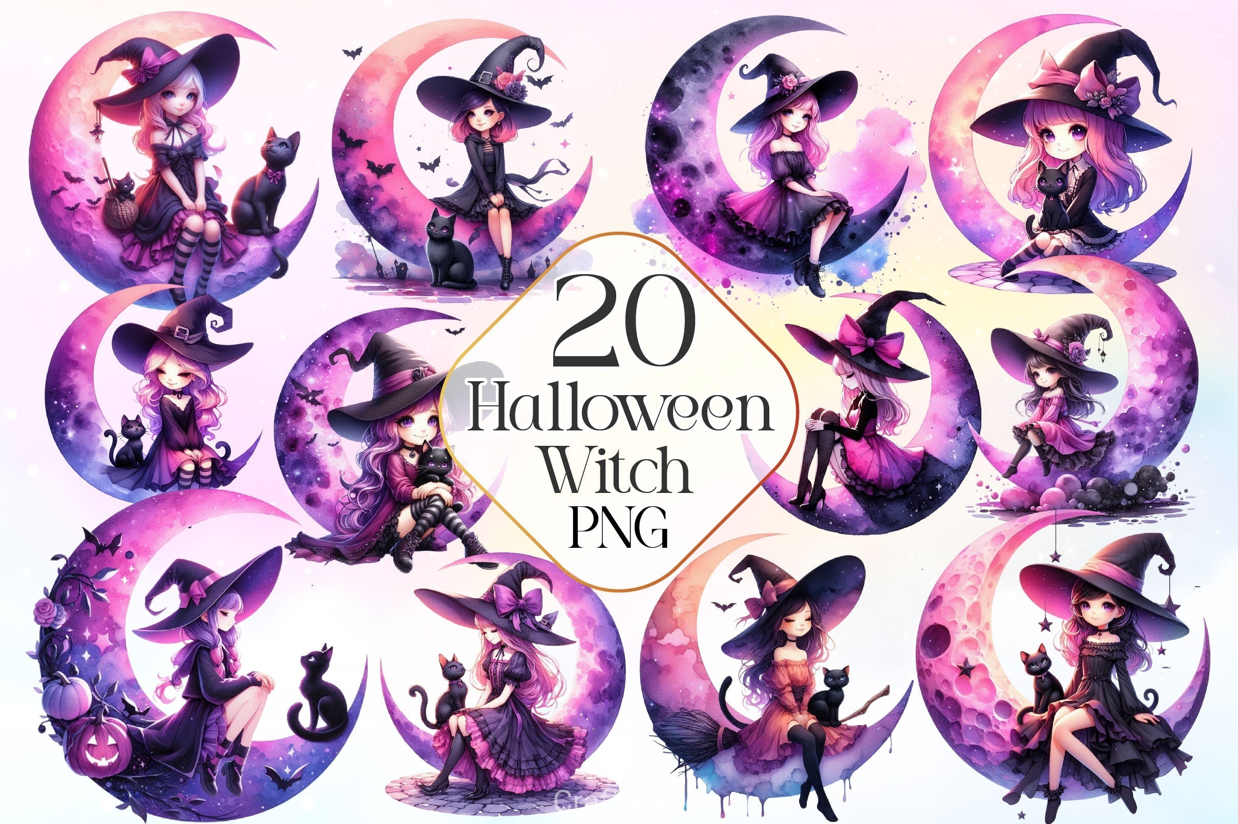 Halloween Witch Clipart Bundle 3