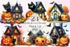 Halloween Black Cat With House Clipart Bundle
