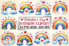 Valentine's Day Rainbow Clipart Bundle - CraftNest - Digital Crafting and Art