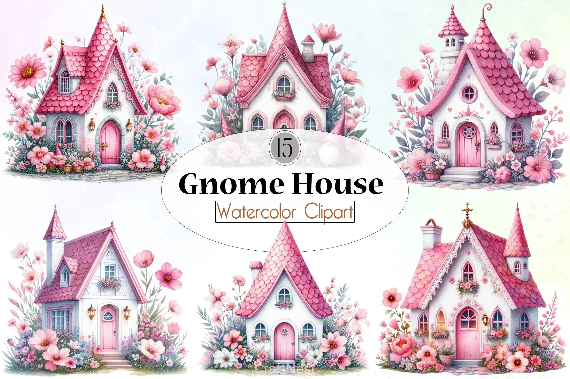 Gnome House Clipart Bundle - CraftNest - Digital Crafting and Art