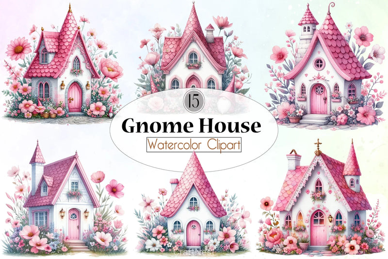Gnome House Clipart Bundle - CraftNest - Digital Crafting and Art