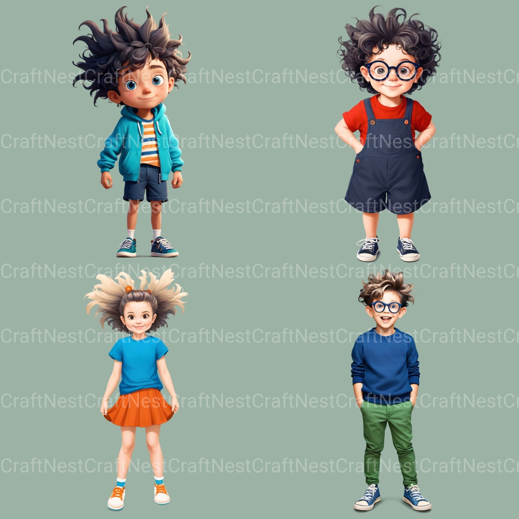 Quirky Kids Clipart Bundle