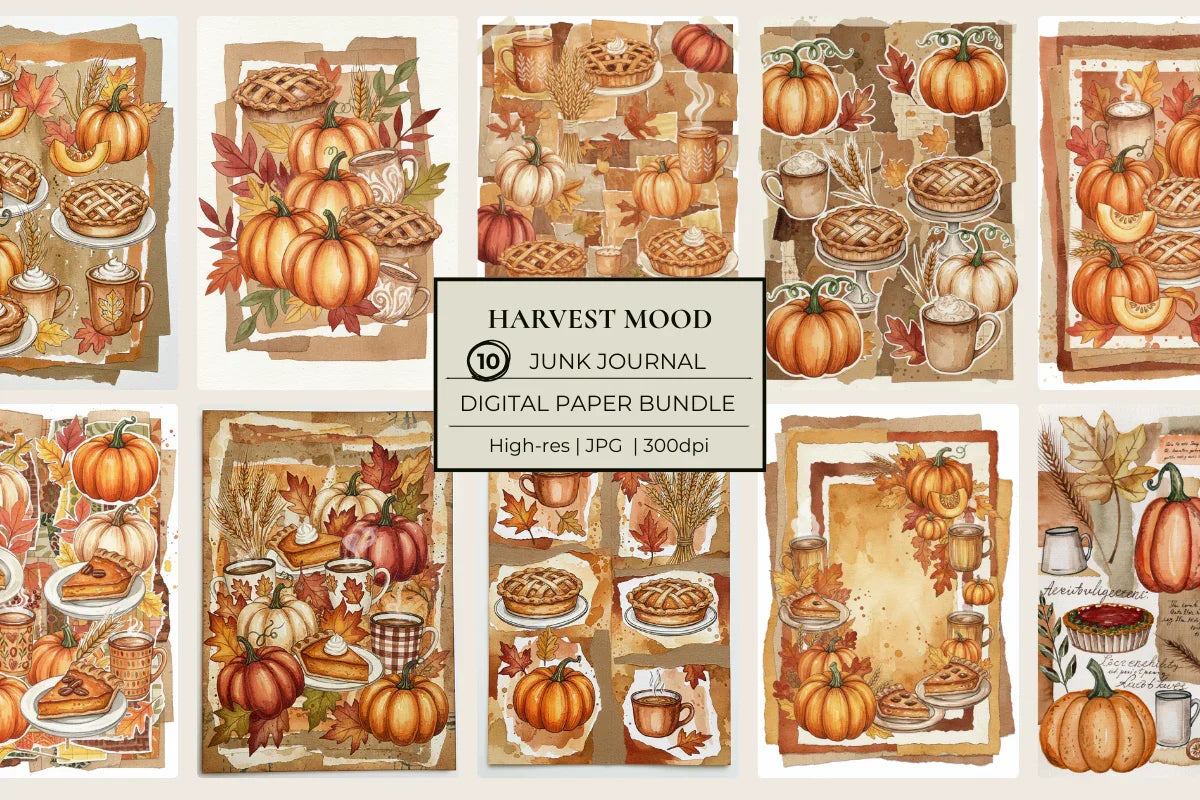 Harvest Mood Junk Journal Papers - CraftNest - Digital Crafting and Art