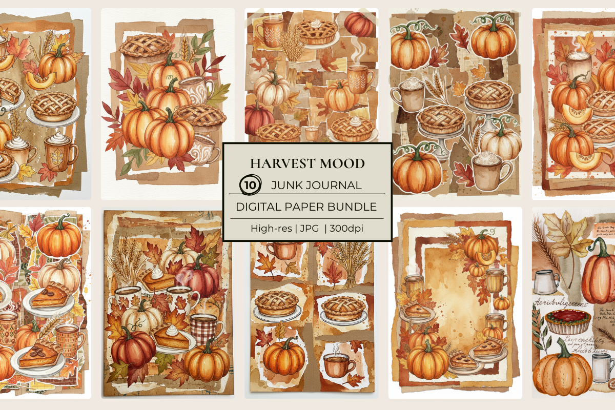 Harvest Mood Junk Journal Papers